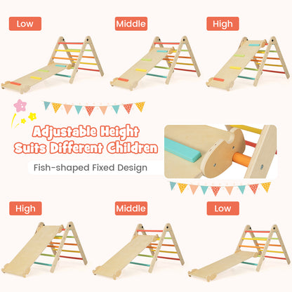 3-in-1 Triangular Climbing Toys Foldable Triangle Set for Toddlers-Colourful
