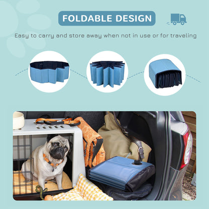 PawHut Foldable Dog Paddling Pool Pet Cat Swimming Pool Indoor/Outdoor Collapsible Summer Bathing Tub Shower Tub Puppy Washer (â120 √É‚Äî 30H cm, Blue)
