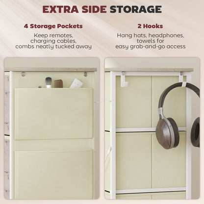 HOMCOM Chest of Eight Fabric Drawers - Natural Wood Finish