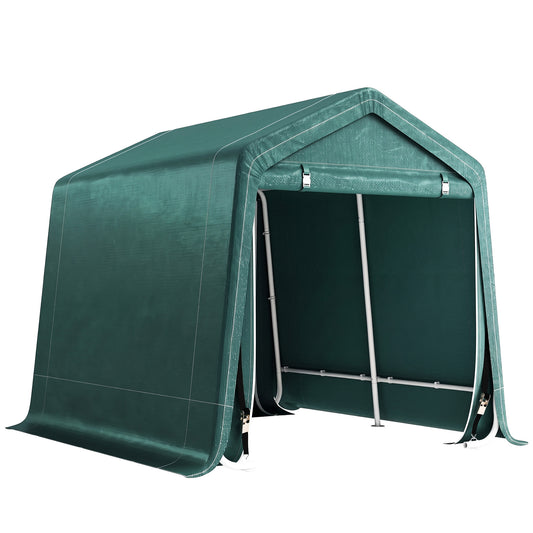 Outsunny 8 x 6.5 ft Outdoor Garden Storage Shed, Waterproof Portable Shed w/ Double Roll-up Zipper Door for Garden Tools, Green