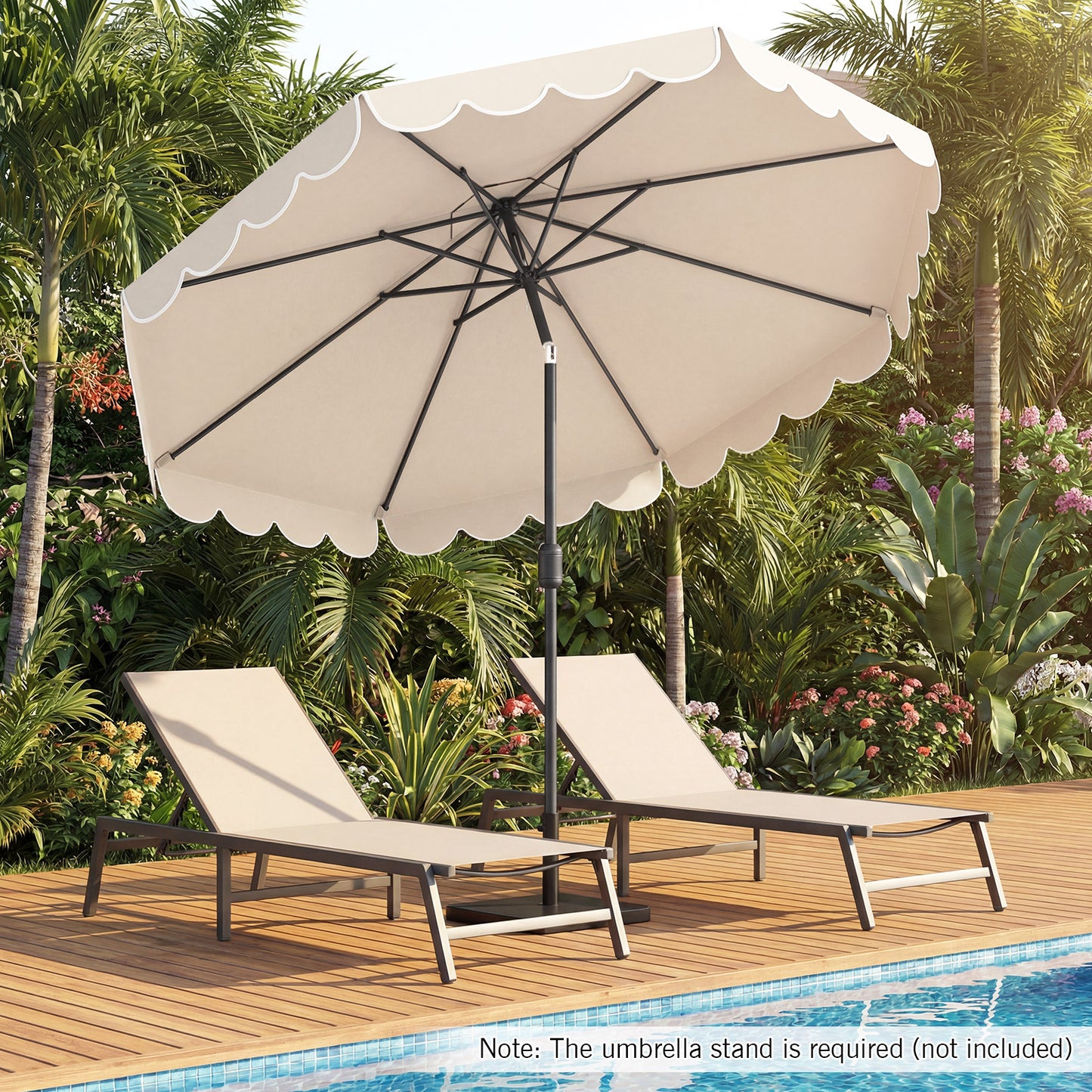 3m Patio Umbrella with Push Button Tilt and Crank-Beige