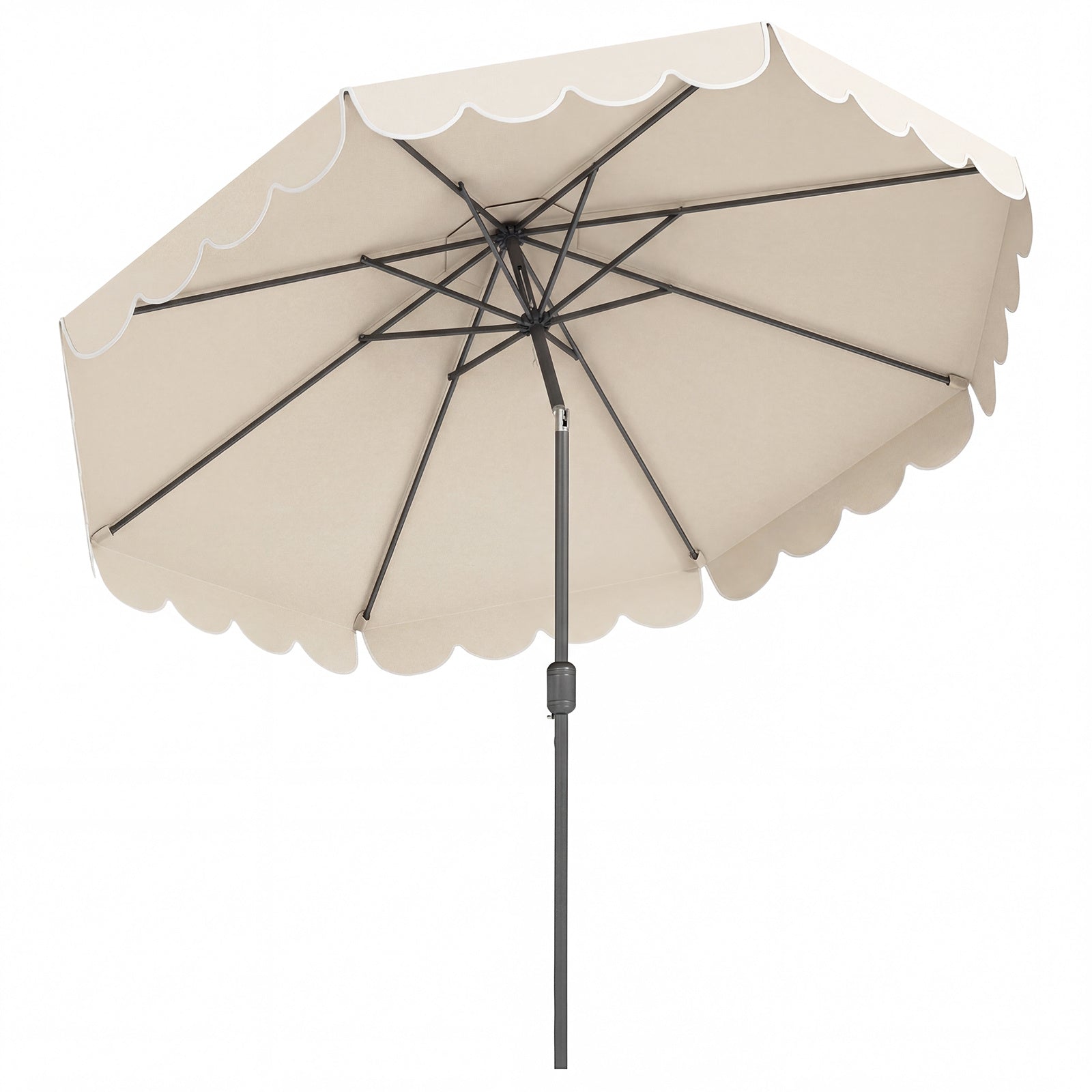 3m Patio Umbrella with Push Button Tilt and Crank-Beige