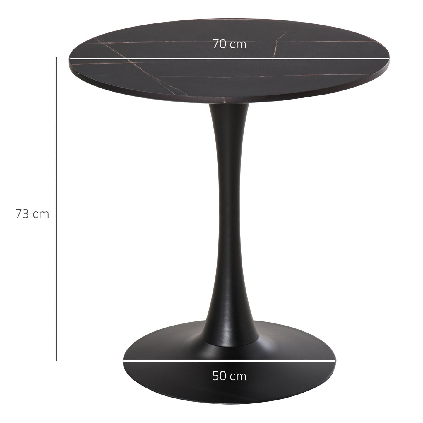 HOMCOM Modern Round Dining Table Leisure Coffee Bistro Table with Metal Base for Kitchen & Dining Room Black