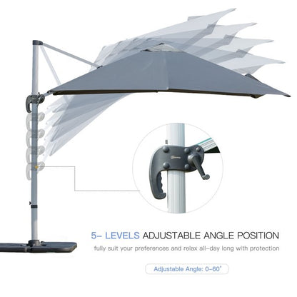 3M Cantilever 360 Degree Rotation Hanging Parasol W/ Cross Base - Grey