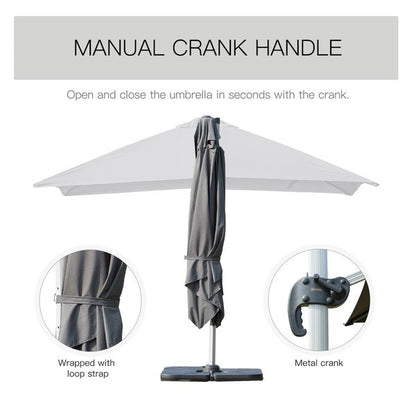 3M Cantilever 360 Degree Rotation Hanging Parasol W/ Cross Base - Grey