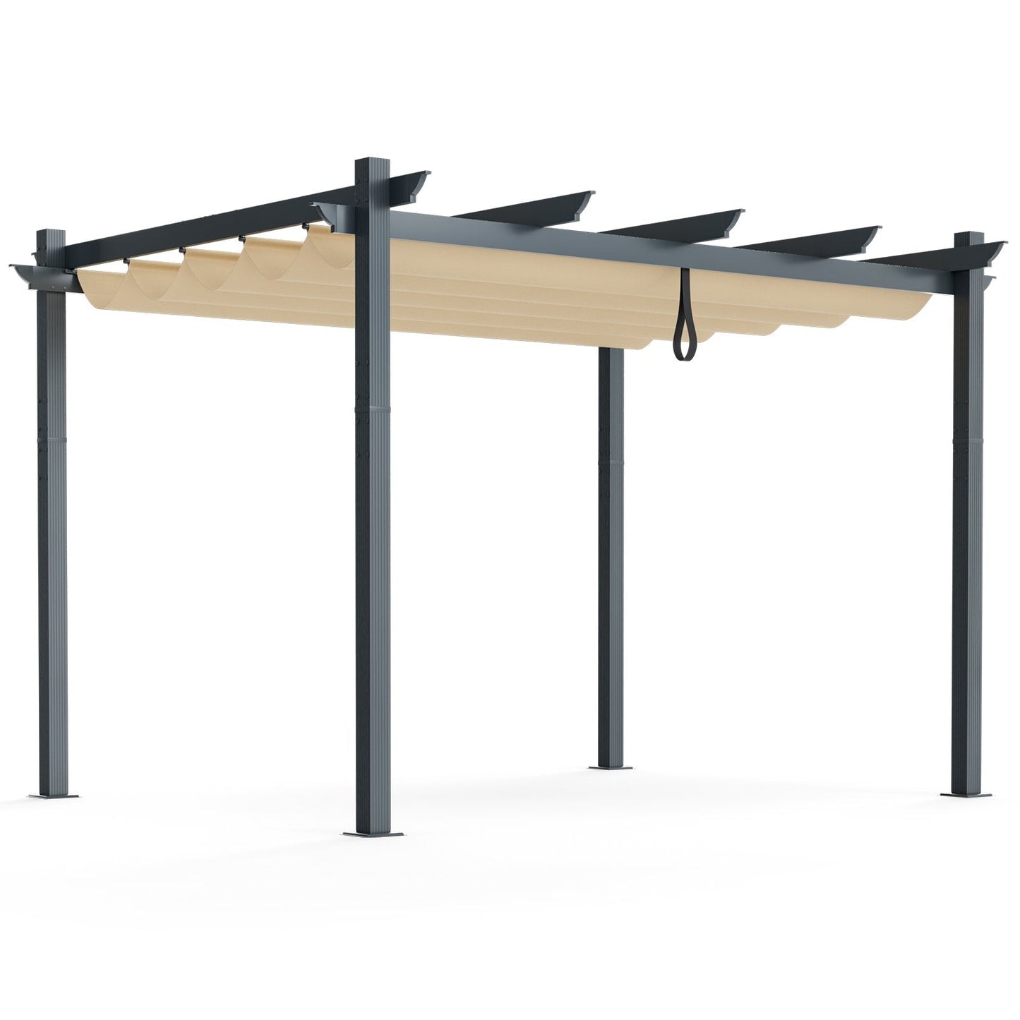 2.9 x 3.6 m Outdoor Retractable Pergola with Canopy Cover-Beige