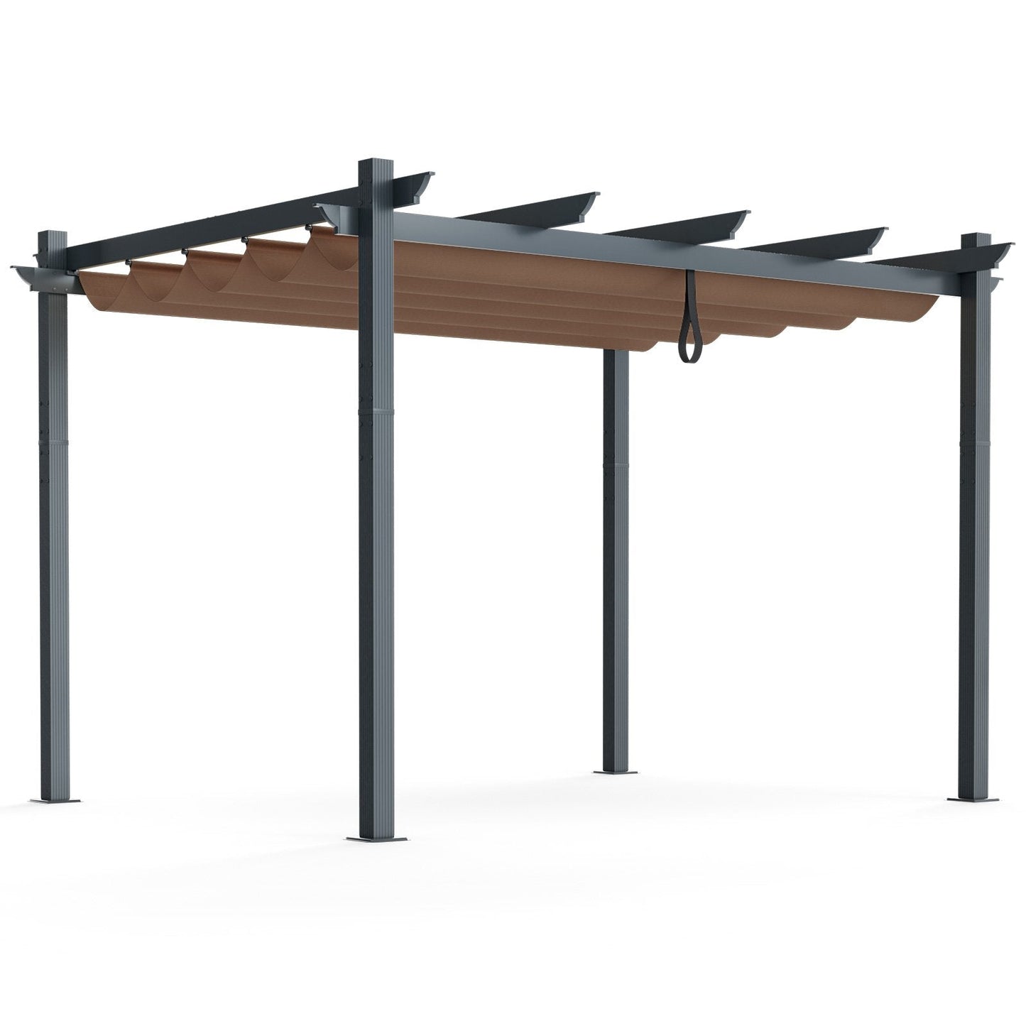 2.9 x 3.6 m Outdoor Retractable Pergola with Canopy Cover-Coffee