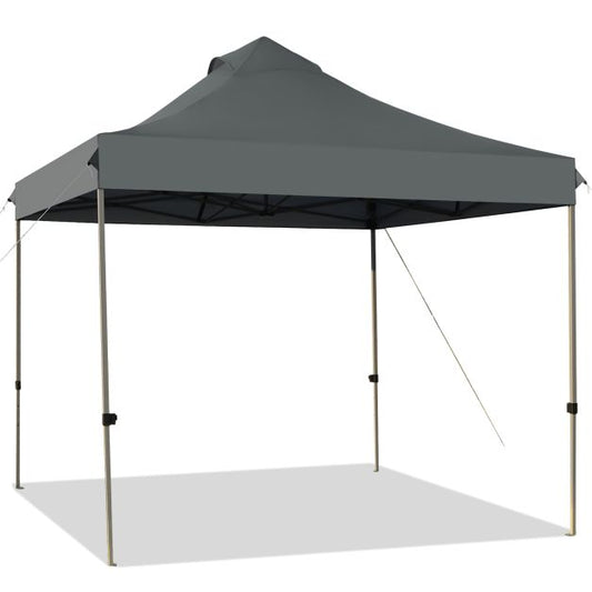 10' x 10' Portable Pop Up Canopy Event Party Tent Adjustable with Roller Bag-Gray