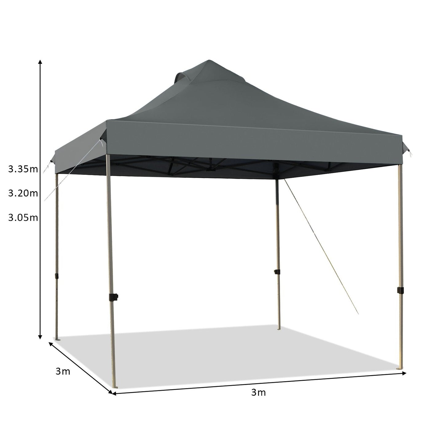 3m x 3m Pop Up Canopy Tent Commercial Instant Shelter-Grey