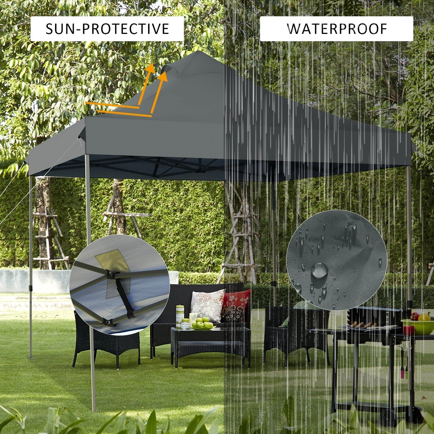 3m x 3m Pop Up Canopy Tent Commercial Instant Shelter-Grey