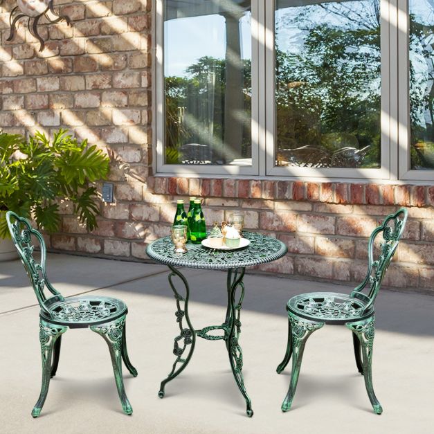 Outdoor Cast Aluminum Patio Furniture Set with Rose Design