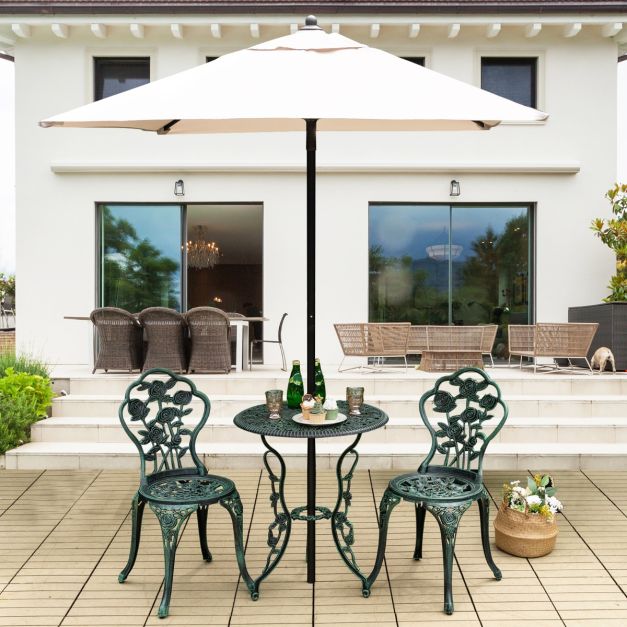 Outdoor Cast Aluminum Patio Furniture Set with Rose Design