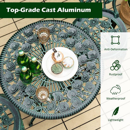 Outdoor Cast Aluminum Patio Furniture Set with Rose Design