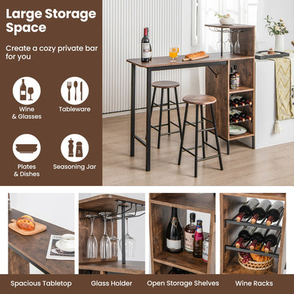 Counter Height Dining Table Set for Bistro Living Room-Dark Brown