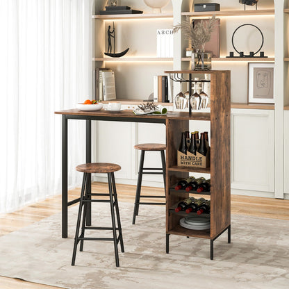 Counter Height Dining Table Set for Bistro Living Room-Dark Brown