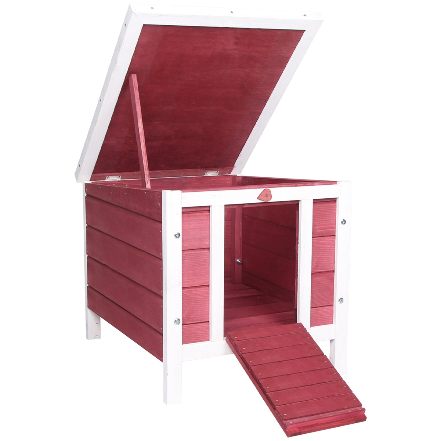 PawHut Wooden Rabbit Hutch House Home 51 x 42 x 43 cm, Red