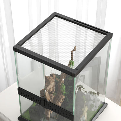 PawHut 40L Vivarium for Lizards Frogs Snakes Turtles Tortoises w/ Anti Escape Design, Ventilation