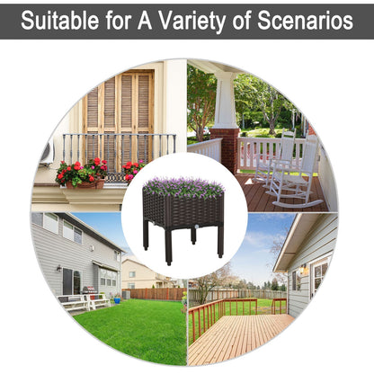 Outsunny 26L Garden Raised Bed Elevated Patio Flower Plant Planter Box PP Vegetables Planting Container, Brown