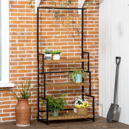 3 Tiered Plant Stand With Hanging Hooks