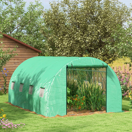 Outsunny نظام الرش Polytunnel Greenhouse، 4 × 3 (م)، أخضر