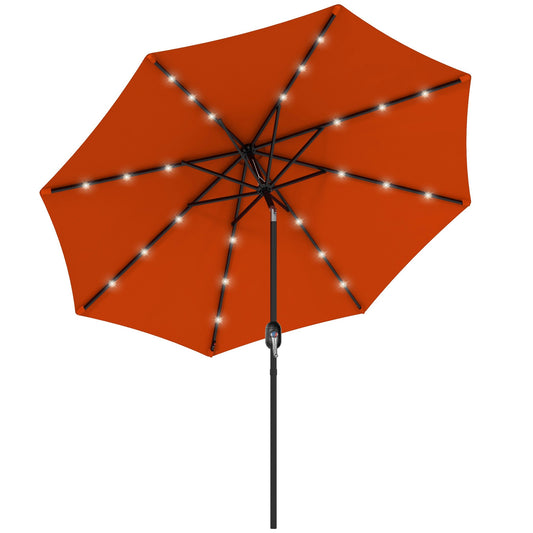 Parasol ogrodowy Outsunny 2,7 ​​m z korbką i 24 diodami LED, pomarańczowy
