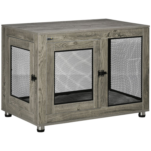 PawHut Two-In-One Dog Cage & Side Table, with Two Doors, Cushion, for Large Dogs