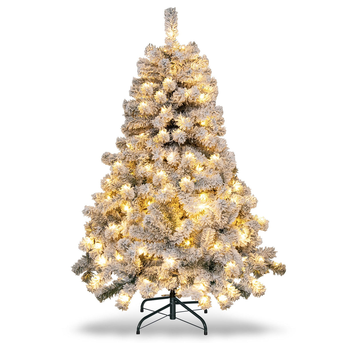4.5 Feet Flocked Christmas Tree with 295 Tips and 150 LED Lights