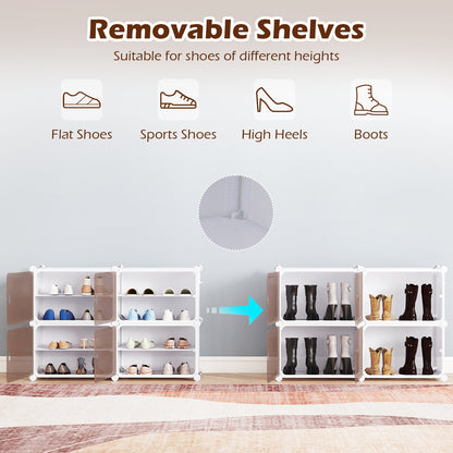 4/6/8/10 Tier Shoe Storage Cabinet with Removable Shelves-4-Tier