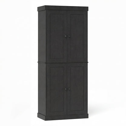 4-Door Modern Freestanding Storage Organizer with 2 Adjustable Shelves-Black