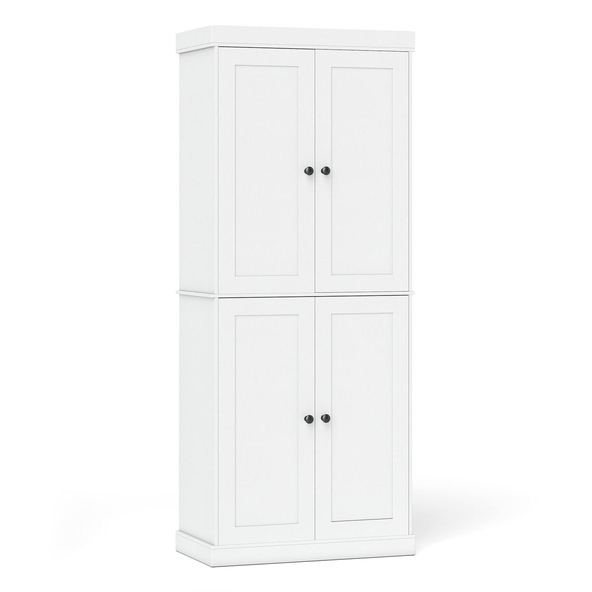 4-Door Modern Freestanding Storage Organizer with 2 Adjustable Shelves-White