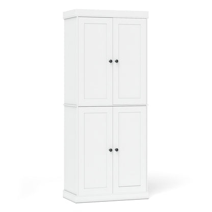 4-Door Modern Freestanding Storage Organizer with 2 Adjustable Shelves-White