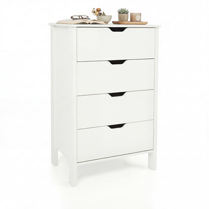 4-Drawer Wooden Tall Utility Storage Dresser with Anti-Toppling Kits for Bedroom-White