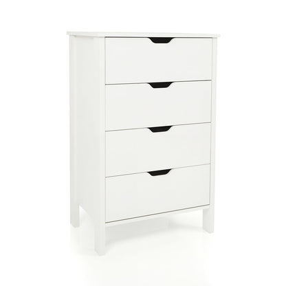 4-Drawer Wooden Tall Utility Storage Dresser with Anti-Toppling Kits for Bedroom-White