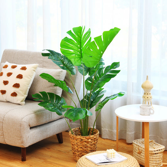 4 FT Artificial Monstera Plant with 10 Leaves in Pot for Indoor Outdoor Decor