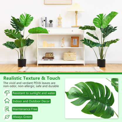 4 FT Artificial Monstera Plant with 10 Leaves in Pot for Indoor Outdoor Decor