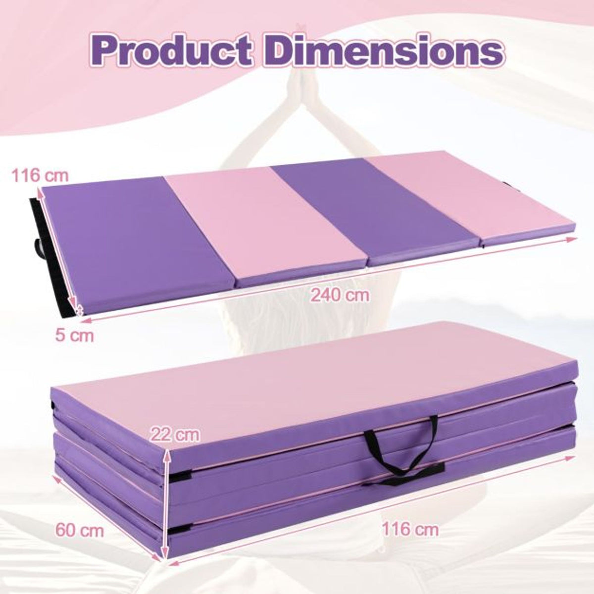 4 Feet Freestanding Ballet Barre and Folding Gymnastics Mat for Sports