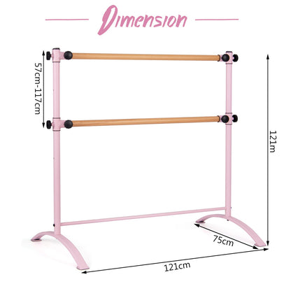 4 Feet Freestanding Ballet Barre with Height Adjustable-Pink