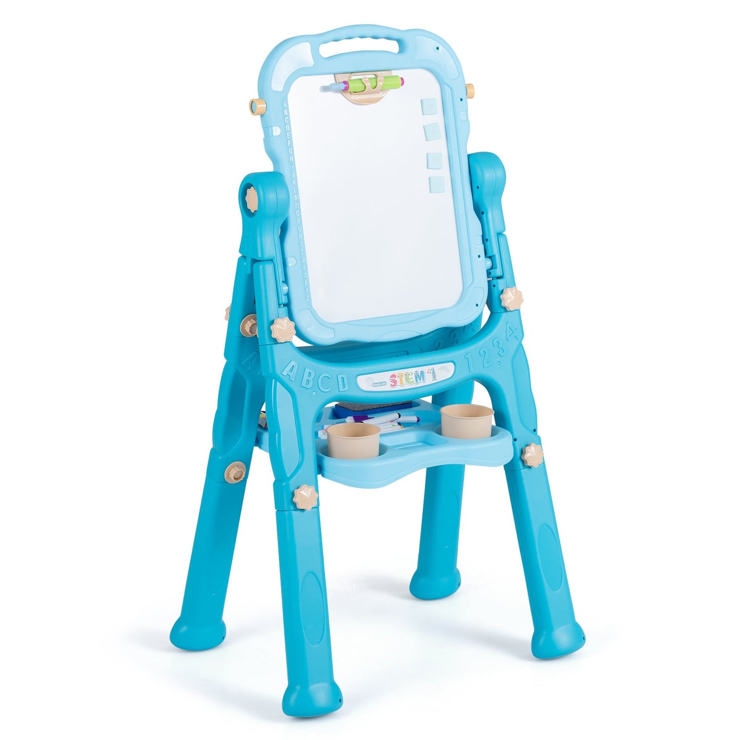 4-In-1 Double Side Easel for Toddler with Magnetic Chalkboard-Green
