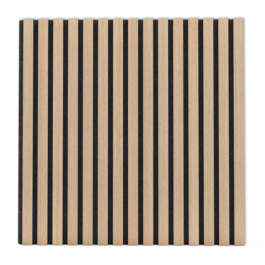 4 Pack Acoustic Panels for Walls 60 x 60 cm Sound Absorbing Panel with 15 Wooden Slats-Natural