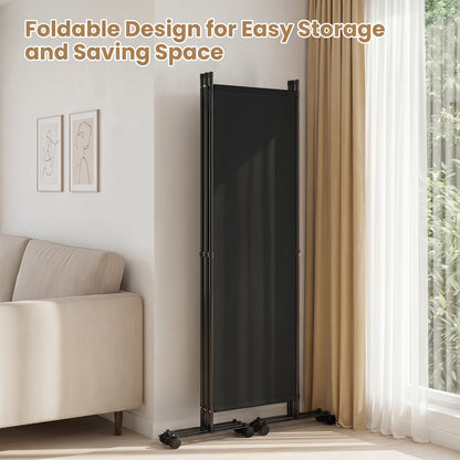4-Panel Room Divider 173 CM Tall Folding Privacy Screen-Black