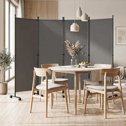 4-Panel Room Divider 173 CM Tall Folding Privacy Screen-Grey
