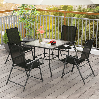 4 Piece Patio Folding Dining Chair Set for Garden Backyard-Black