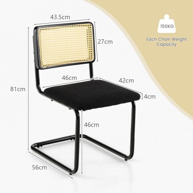 4 Pieces Mid-Century Modern Dining Chair with Cantilever Design