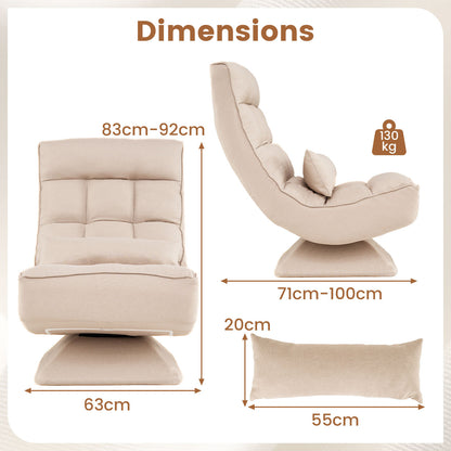 4-Position Adjustable Floor Chair with Swivel Base-Beige