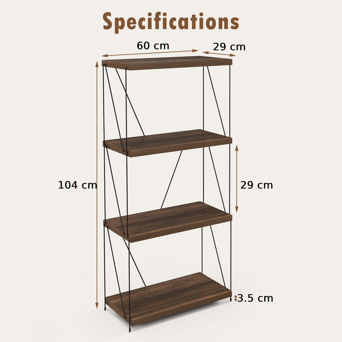 4-Tier Multipurpose Display Rack with Metal Frame