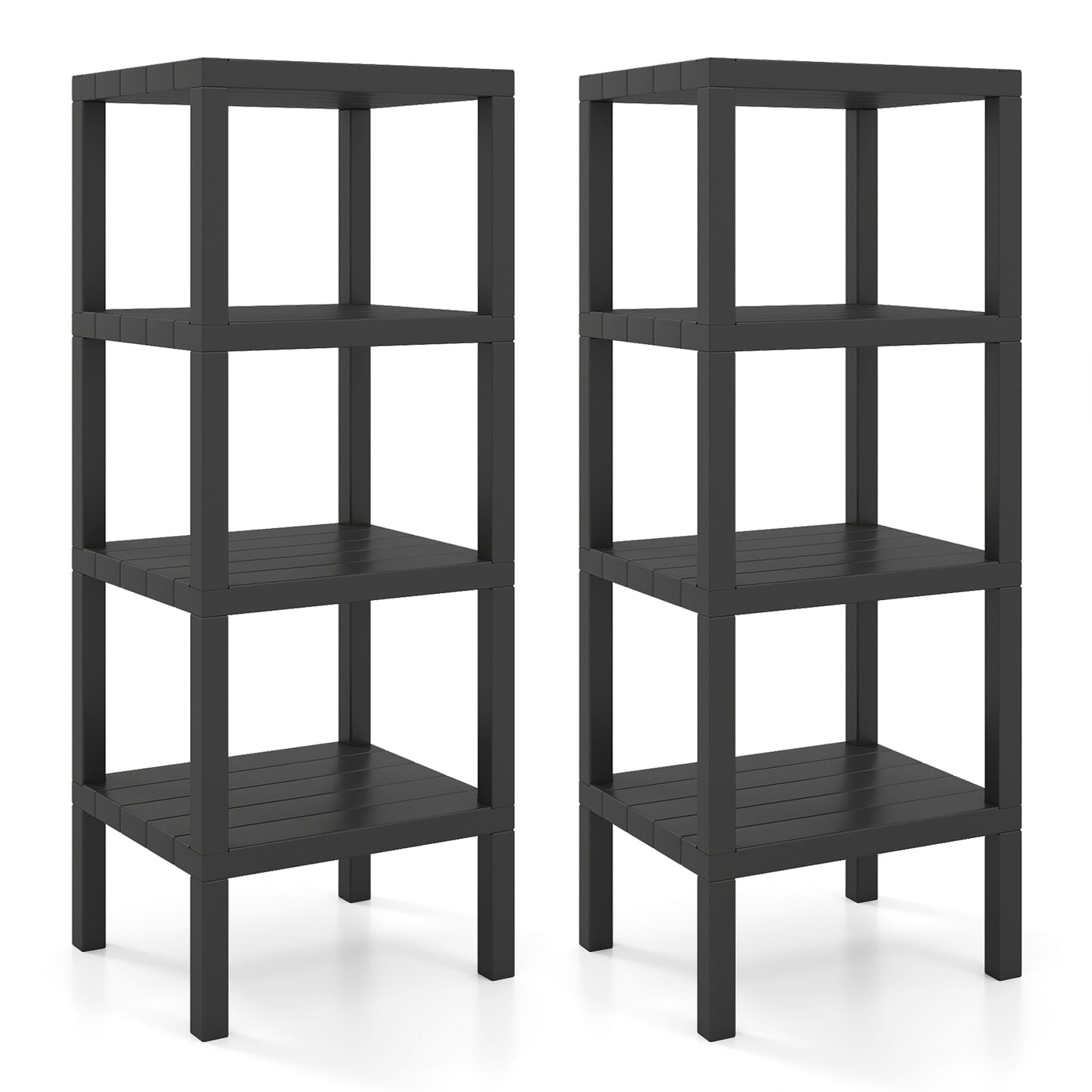 4-Tier Plastic Storage Shelf Freestanding Utility Rack-Black