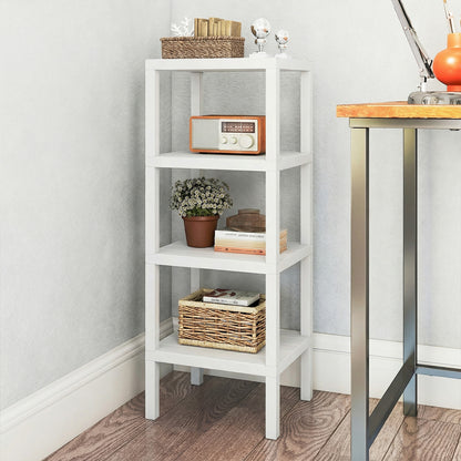 4-Tier Plastic Storage Shelf Freestanding Utility Rack-White