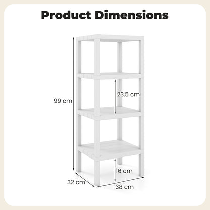 4-Tier Plastic Storage Shelf Freestanding Utility Rack-White