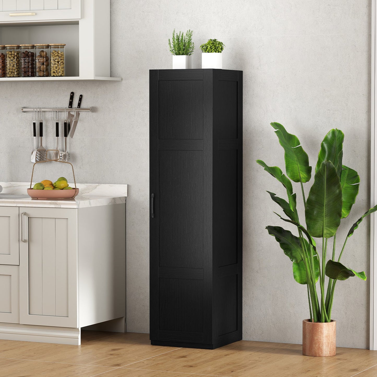 150 cm Tall 4-Tier Freestanding Storage Floor Cabinet-Black