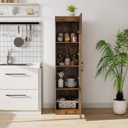 150 cm Tall 4-Tier Freestanding Storage Floor Cabinet-Rustic Brown